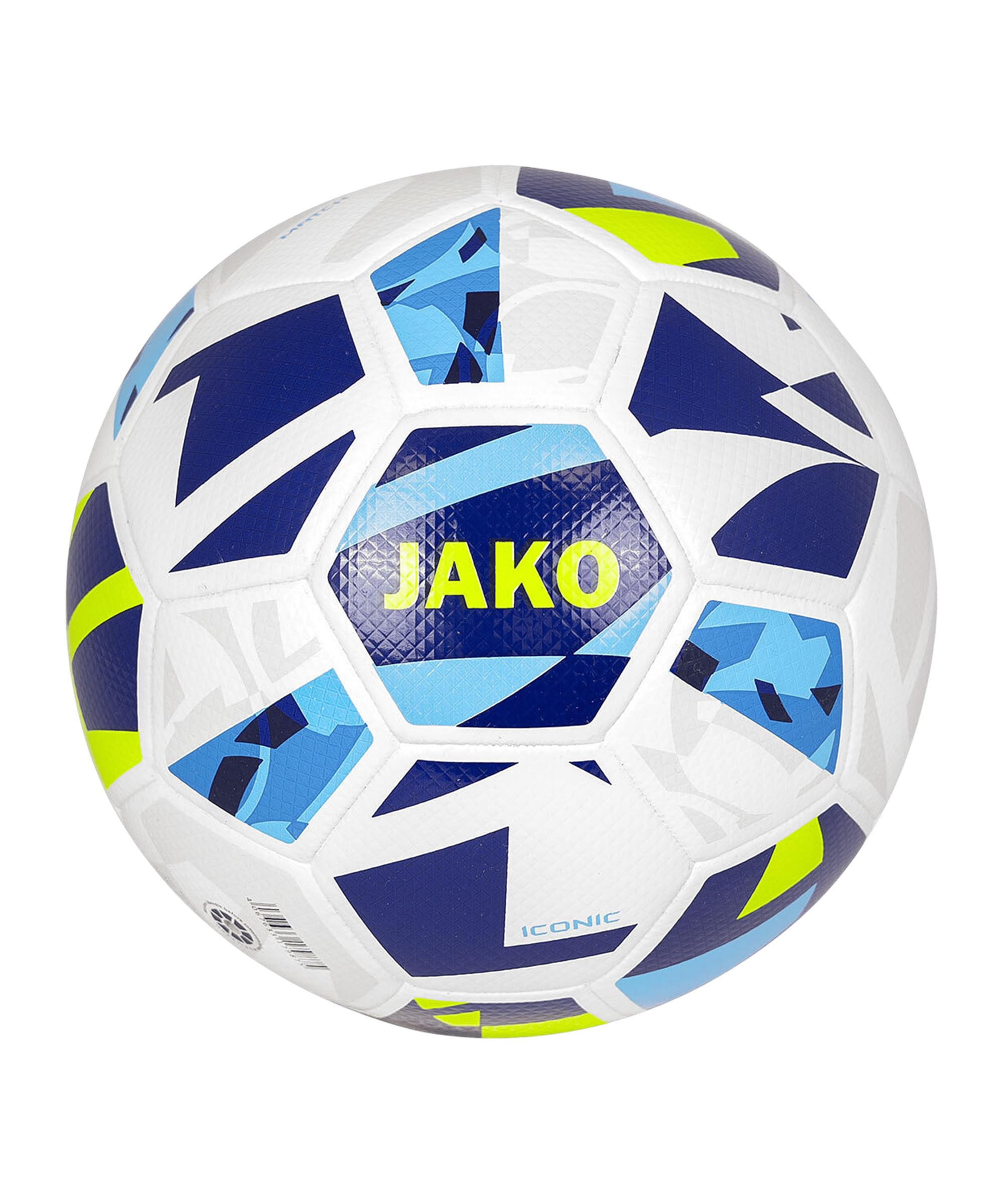 JAKO Balón de Juguete icónico Blanco/Azul Marino/Amarillo neón, 5