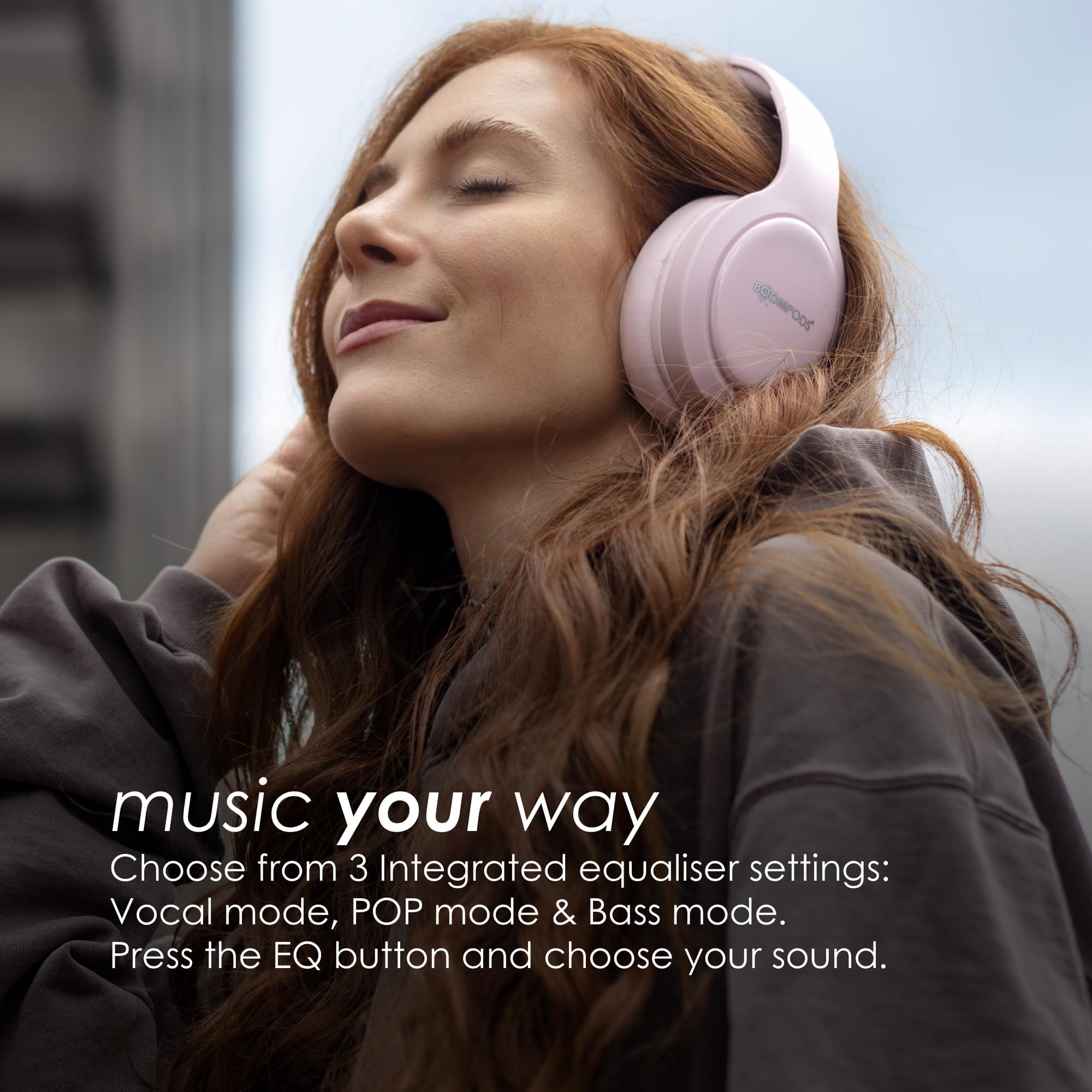 Boompods Słuchawki nauszne Bluetooth Headpods Pro2 - składane słuchawki bezprzewodowe z mikrofonem, ponad 50 godzin pracy na baterii, komfort z pianki poduszki, lekka konstrukcja nauszna do