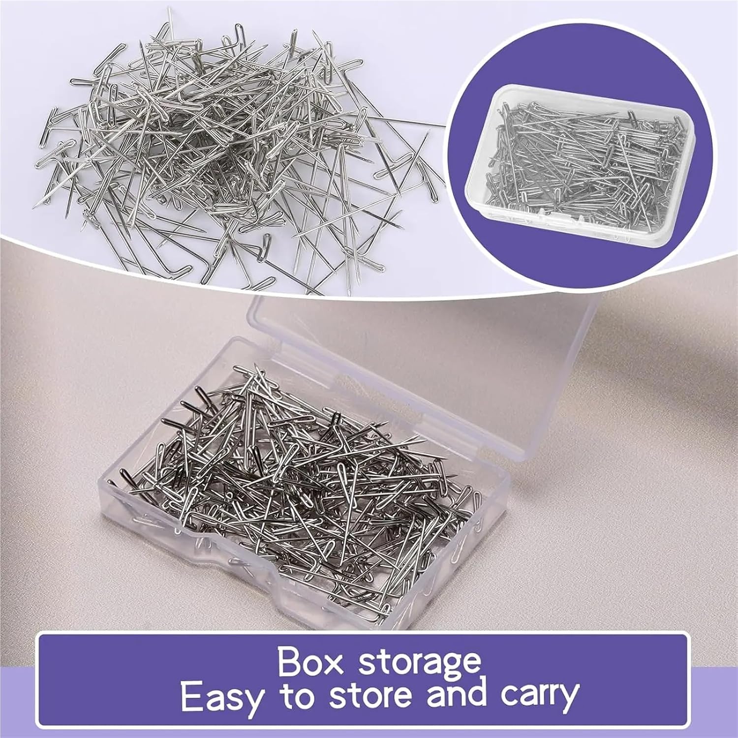 T Pins 480Pcs T Pins Sewing for Wigs Blocking Knitting, Wig Making and Crafts Stainless Steel Head for(51mm)