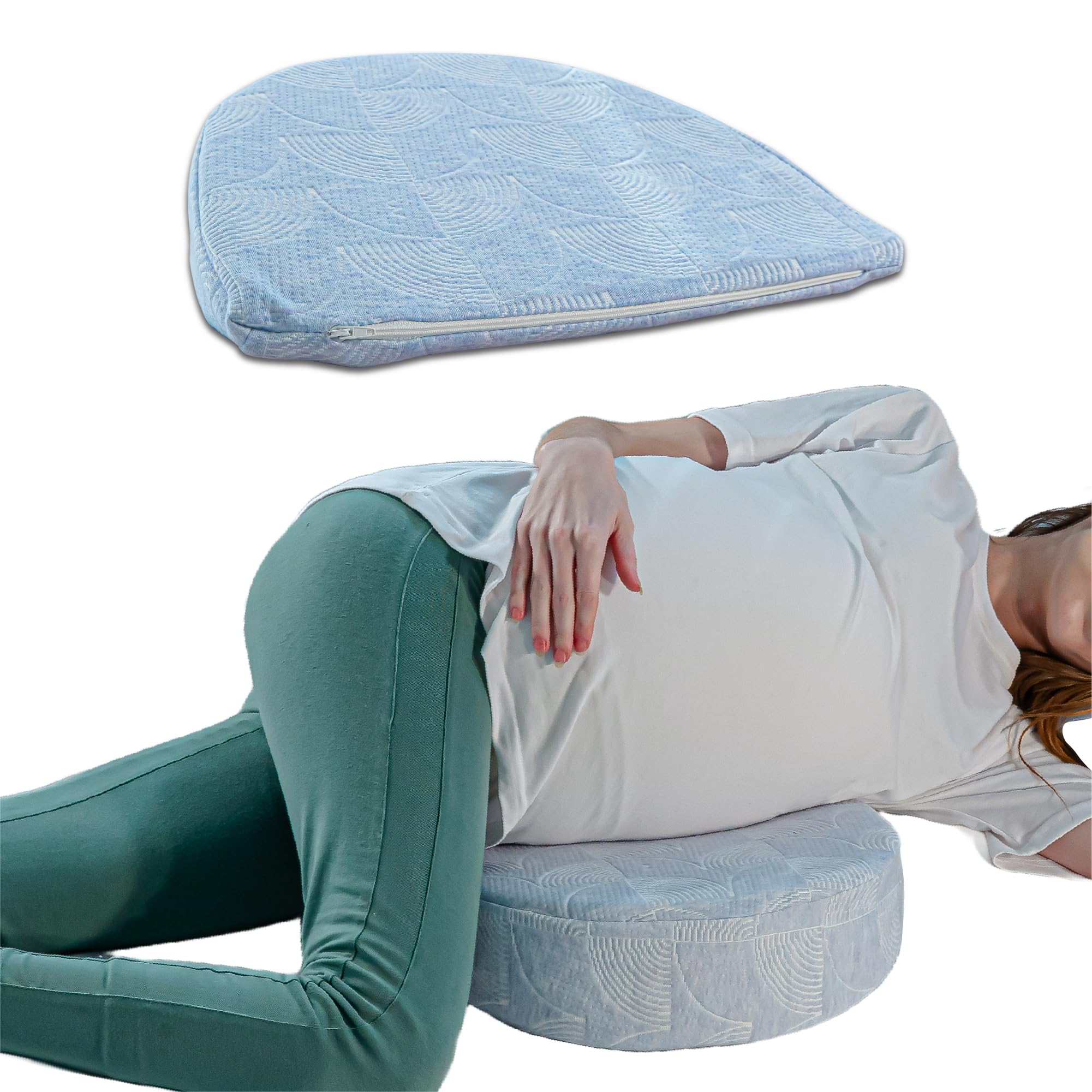 The White Willow Pregnancy Pillow for Women-Maternity Pillow for Pregnancy Sleeping-Memory Foam Pregnancy Pillow Wedge Shape for Belly & Back Support-Perfect Pregnancy Gift for First Time Mom-Blue-image-45