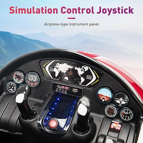 Miniatura 7 de TOBBI Avión eléctrico para montar coche eléctrico para niños vehículo eléctrico de 12 V para niños con sonido de bombardeo funcionamiento de