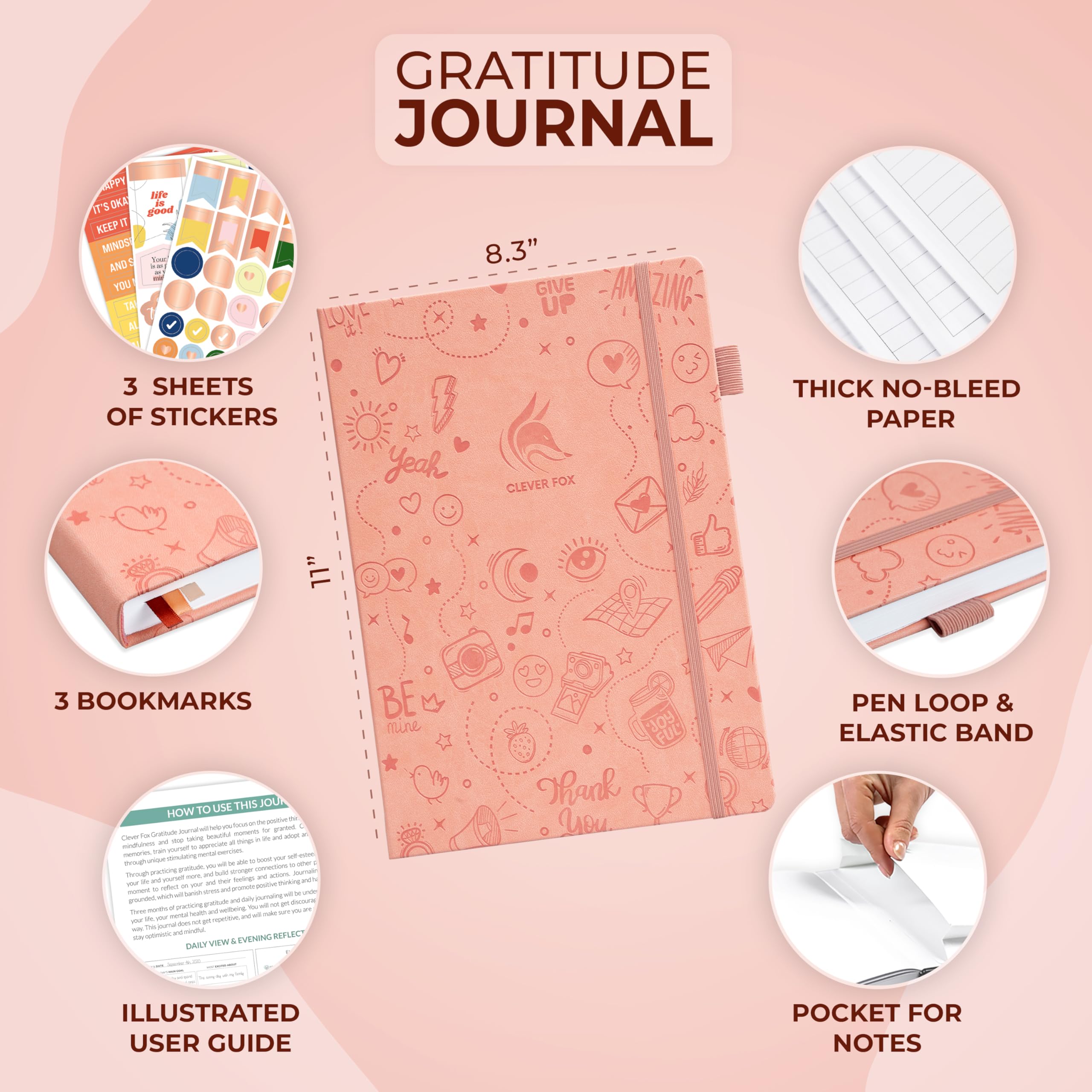 Clever Fox Gratitude Journal Large, Happiness, Positivity & Affirmation Journal, Inspirational Daily Notebook, 3 Months - Image 2