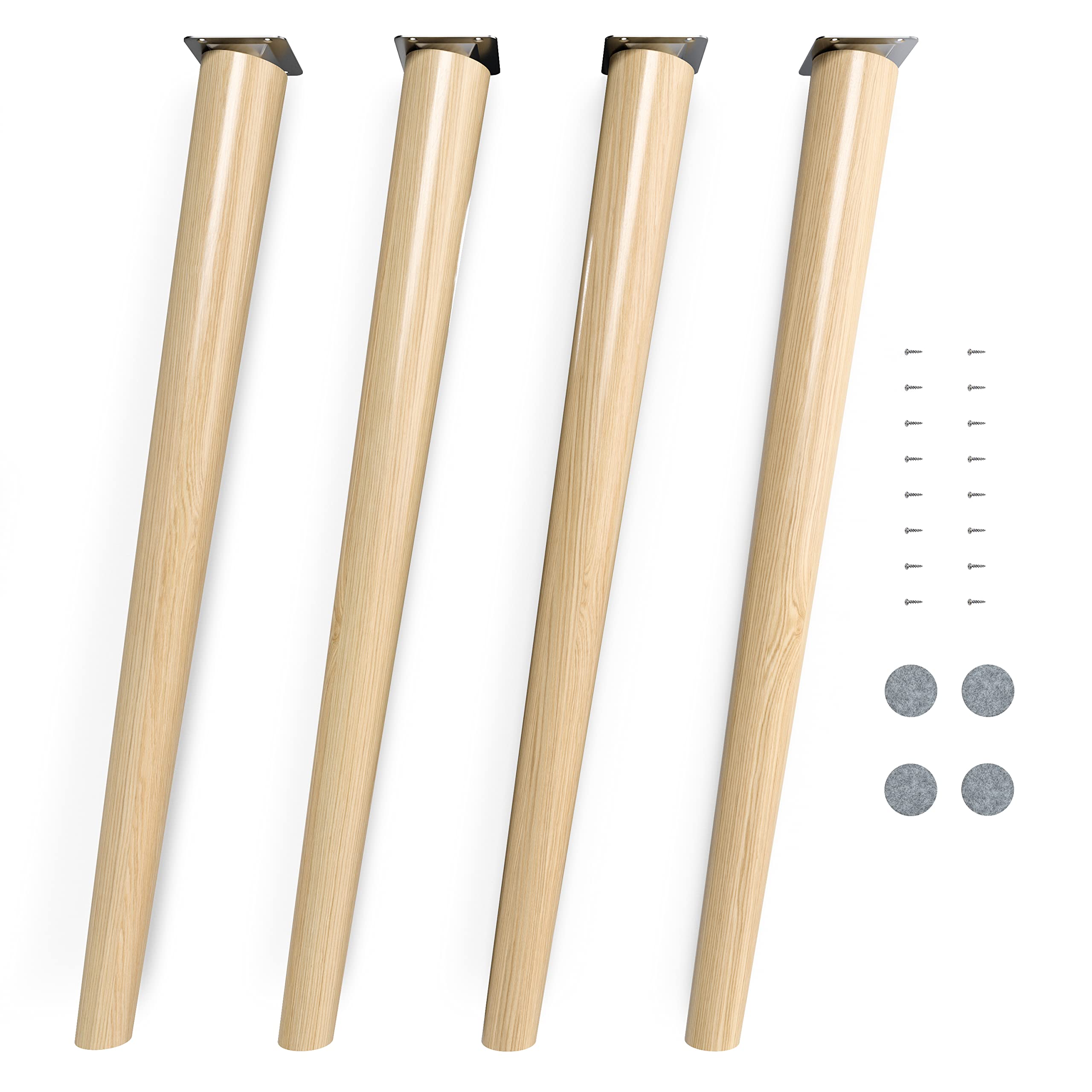 sossai® Wooden Table Legs - Clif Round | Oil Finish | Height: 71 cm | HMF2 | Round, Conical (Slanted Design) | Material: Solid Wood (Beech) | for Tables, Side Tables, Dressing Tables