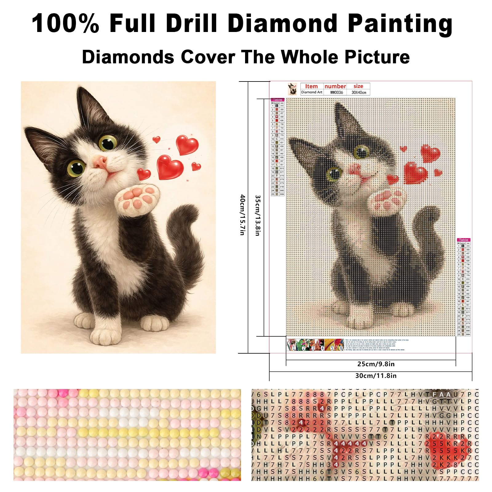 Beginner Diamond Painting Kits - Cute Cat Art -2
