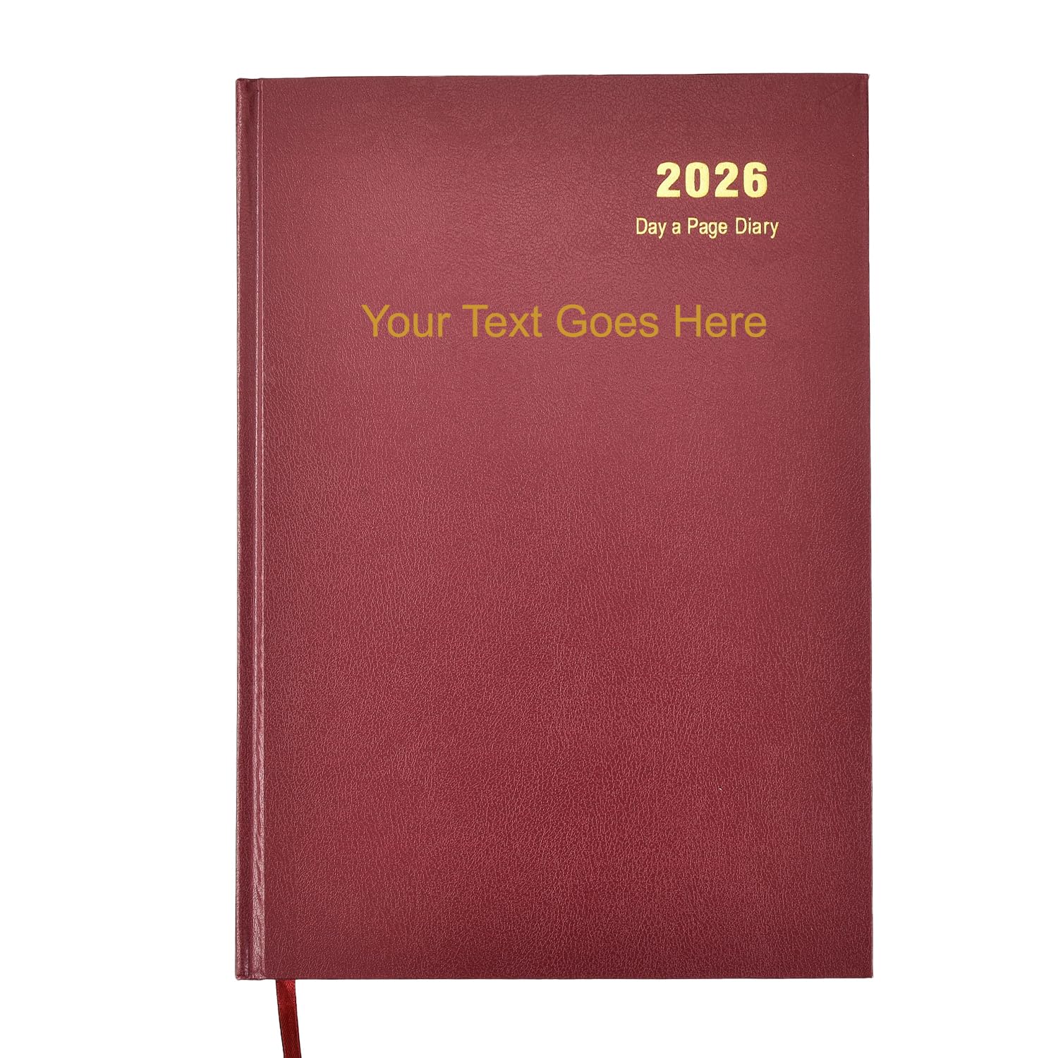 ARPAN Personalised Diary 2026 A4 – Custom Text Page a Day planner, Hardback 2026 Diary Page a Day Planner for Office, Work, School, Business & Home Organisation (Burgundy A4 with Text) — image 1