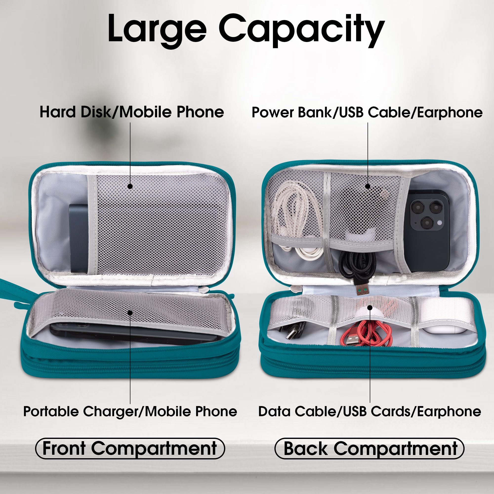 Organiseur Électronique De Voyage Arae - Pochette Étui Câbles Double Couche Portable Imperméable