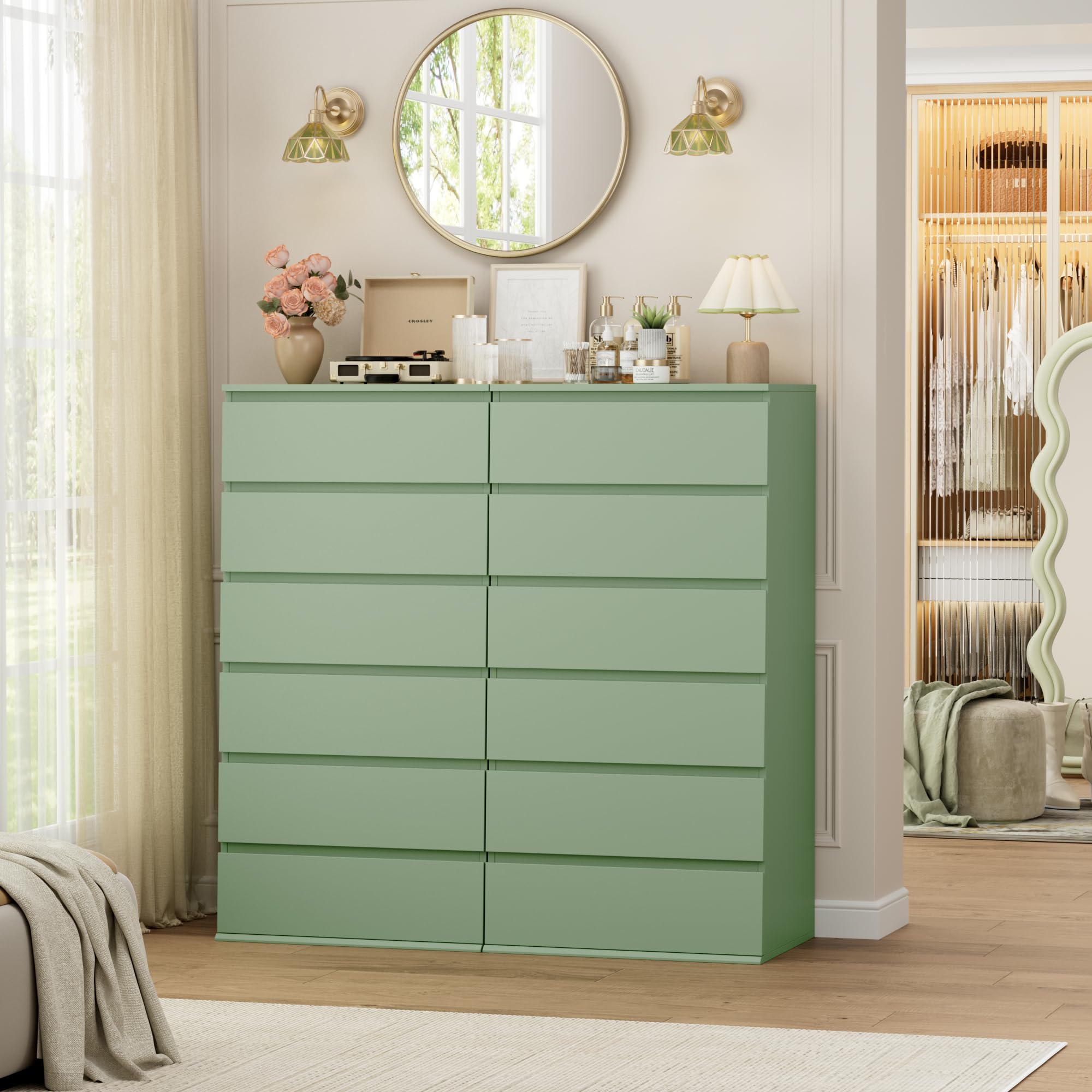 Amazon.com: FOTOSOK Green Dresser, 6 Drawer Dresser, Modern Tall Floor Storage Cabinet with Metal Sliding Rail, Wooden Handleless Drawer Cabinet, 6-Layer Large Capacity Vertical Dressers for Home & Office : Home & Amazon.com: FOTOSOK Green Dresser, 6 Drawer Dresser, Modern Tall Floor Storage Cabinet with Metal Sliding Rail, Wooden Handleless Drawer Cabinet, 6-Layer Large Capacity Vertical Dressers for Home & Office : Home &