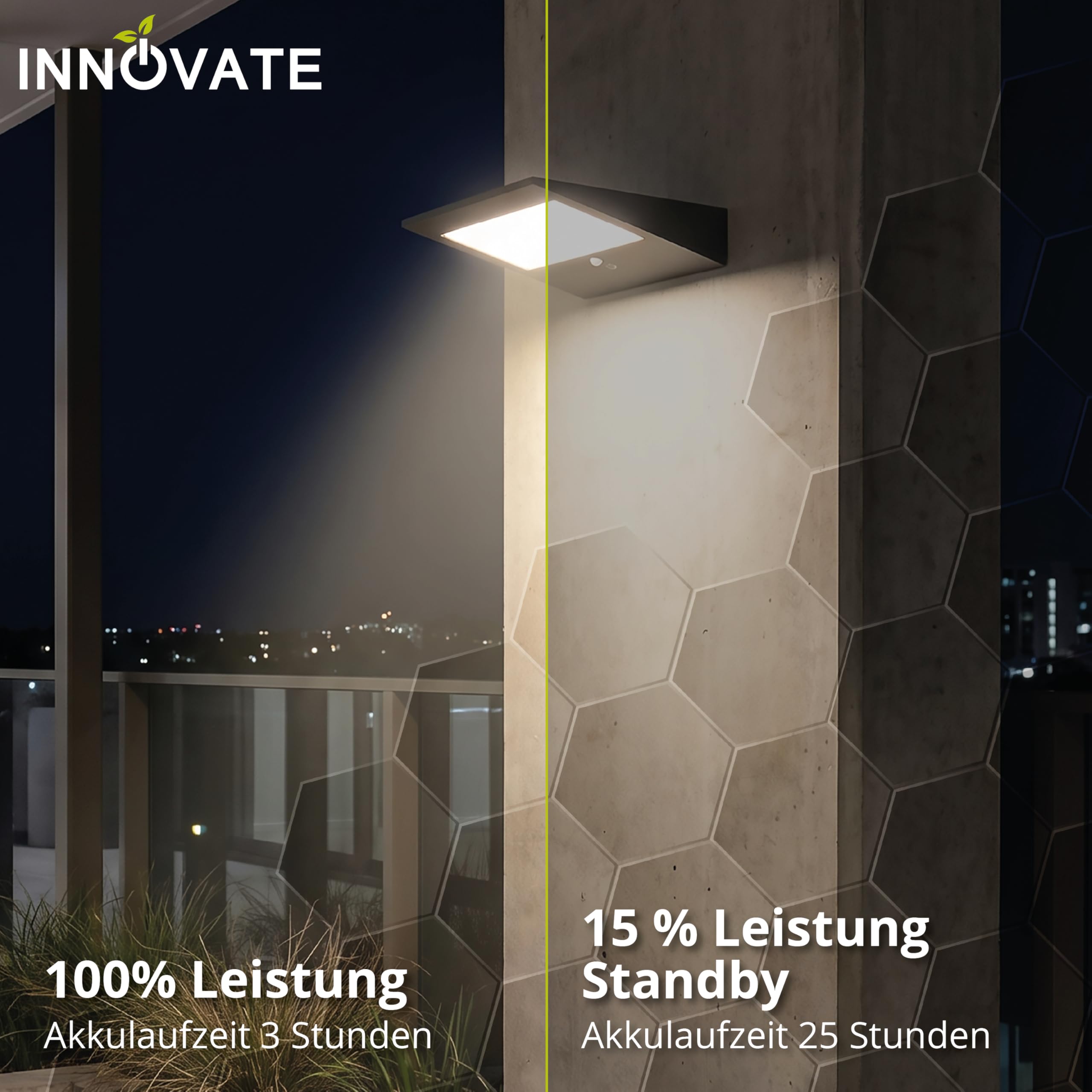 INNOVATE LED Aussenlampe mit Bewegungsmelder Solar PIR-Sensor [2W IP54 3000K] Solarlampen für Außen Mit Bewegungsmelder I LED Solarleuchten für Aussen I Aussenbeleuchtung Aussenlampe