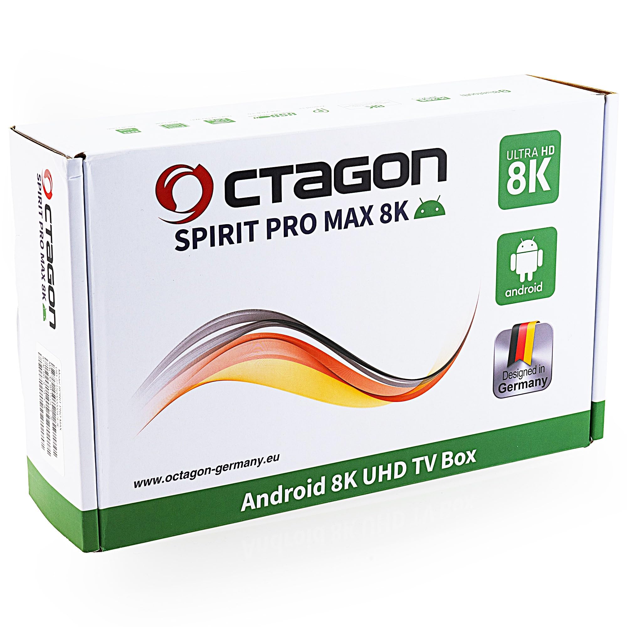 [Test SEHR GUT *] Octagon Spirit PRO MAX 8K Android TV Box, Dual Band WiFi WLAN, Bluetooth Fernbedienung, Sprachsteuerung, HDR10+, HLG, 4GB RAM & 64GB Flash, TV IP Receiver, Bluetooth 5.1, 4K UHD