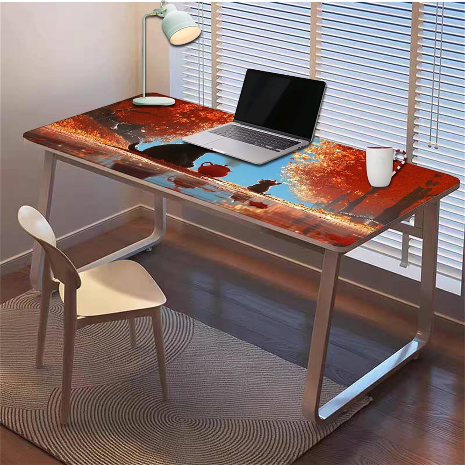 Gamingowa podkładka pod mysz 1200 x 600 x 3 mm, XXL, wodoszczelna, odporna na ścieranie, z przyszytymi krawędziami, niebieska, podkładka na biurko, poprawia prędkość i precyzję pod laptopa, komputera
