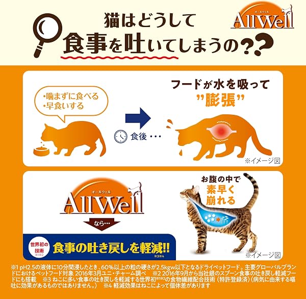 All Well Trial Pack (Approx. 2 Weeks) Cat Food, Dry, Chicken Flavor, 26.4 oz (750 g), Reduces Regurgitation, For Cats with Fast Eating Concerns, Made in Japan - 3