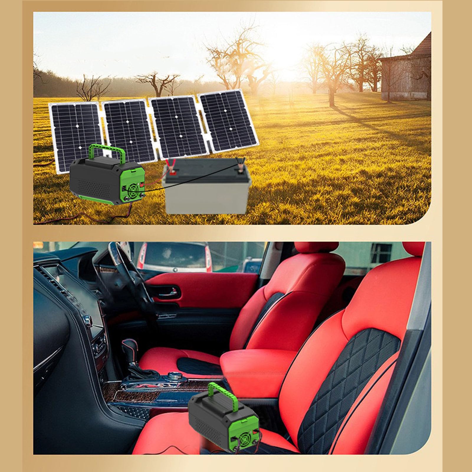 Wakects Falownik Samochodowy, Falownik Samochodowy ABS 500 W 12 V do 220 V AC Konwerter Zasilania z Wyświetlaczem, 2 Gniazda USB 2 Typu C, Szybkie ładowanie do Podróży Samochodem Kemping Laptop