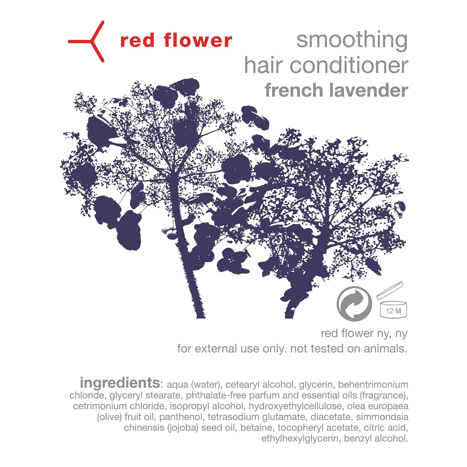 Red Flower French Lavender Smoothing Hair Conditioner – Vitamin-Rich Moisture & Frizz Control Treatment for All Hair Types, Vegan & Sulfate-Free 10 oz