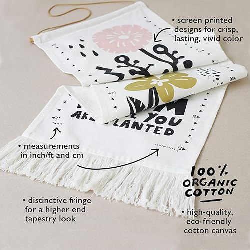 Miniatura 3 de Wee Gallery Bloom Canvas - Tabla de crecimiento para colgar en la pared para niños, hecha con tela orgánica sostenible, decoración elegante de