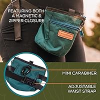 Vista 5 de Wilderdog Bolsa de entrenamiento para perros con cierre magnético y cremallera, mosquetón adjunto, correa de cintura ajustable - verde