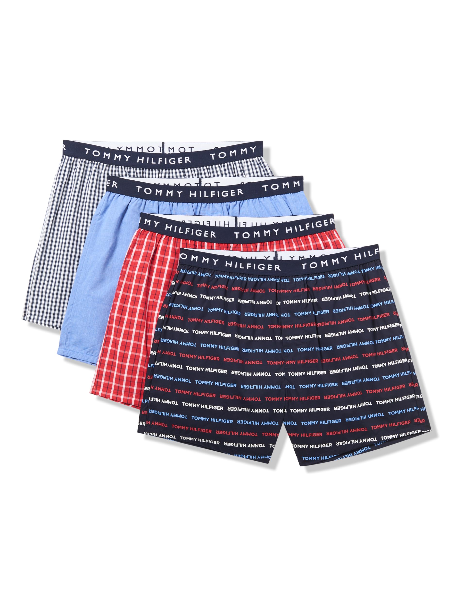 Tommy HilfigerMen's Cotton Classics Woven Boxers, 4-Pack