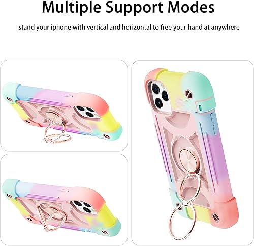 Miniatura 7 de MARKILL Funda compatible con iPhone 1212 Pro de 6.1 pulgadas con soporte de anillo giratorio de 360 grados, protección contra caídas de grado