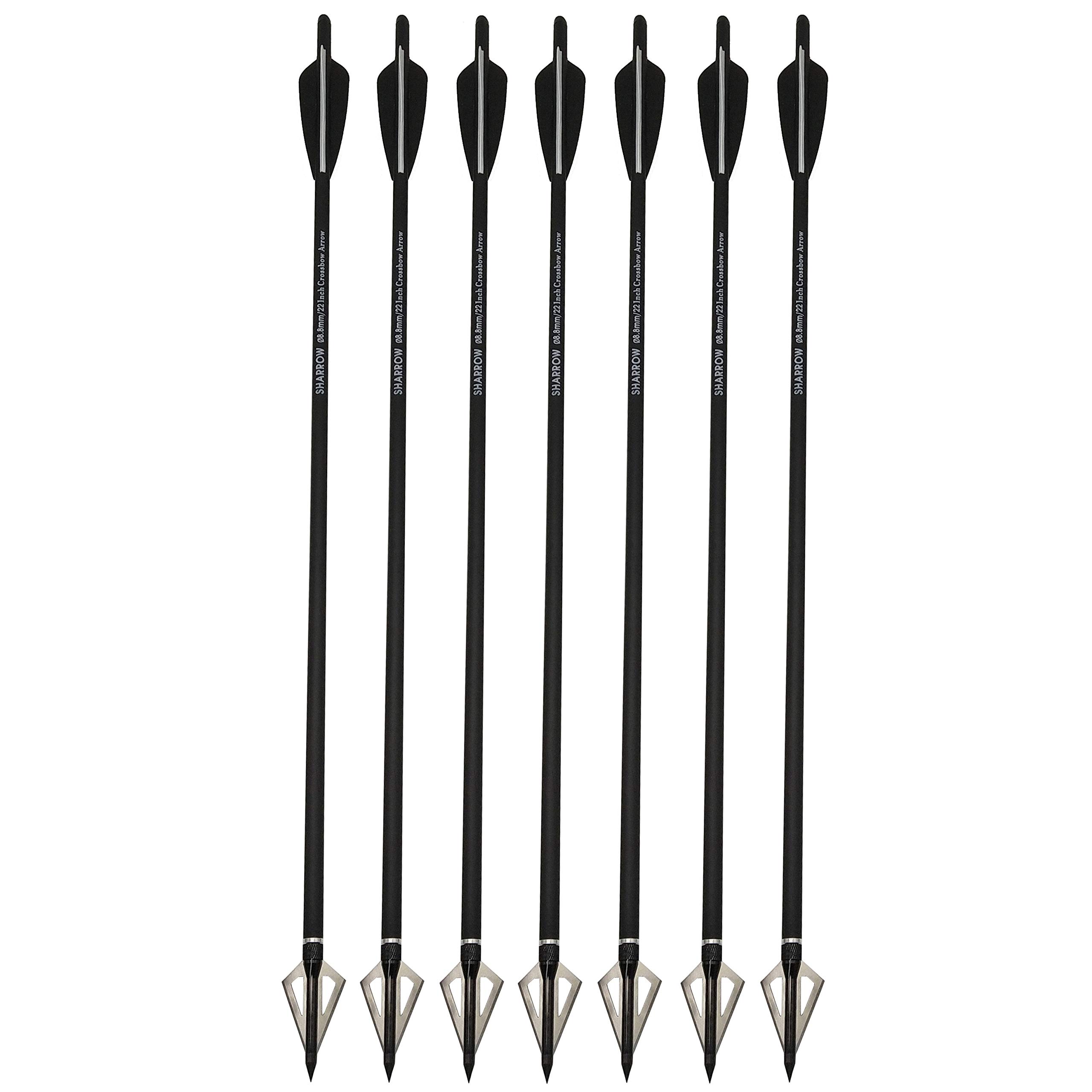 SHARROW 12pcs Flèches d'arbalète en Carbone 20 Pouces 22 Pouces 18 Pouces Flèches de Carbone Boulons d'arbalète avec Pointe de Flèche de Lame