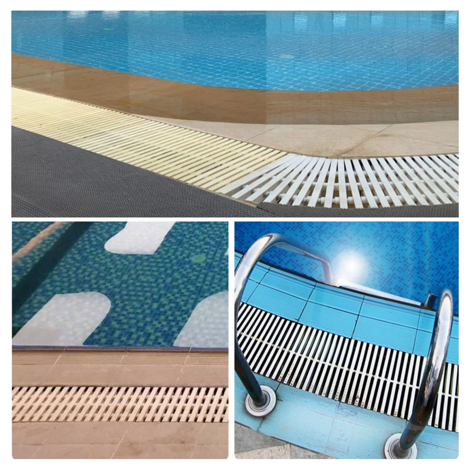 Rejillas para Piscinas, Paquete de 2 Rejillas de desagüe de desbordamiento para Piscinas, Alfombrilla filtrante de canaleta de plástico ABS, Protector de desagüe de Agua para Interiores/exte