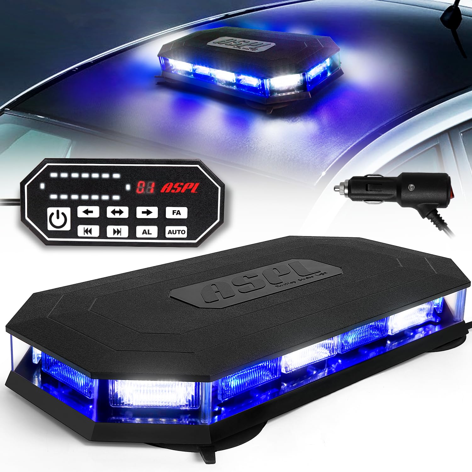 Amber Light Bar ELECHOI 12 Inch Roof Top Police Beacon Emergency Strobe  Lights W /Magnetic Base, Mini LED Warning Traffic Hazard Caution Light Bar  For Law Enforcement Vehicles Firefighter Trucks (Red/Blue Strobe, image size:1500x1500