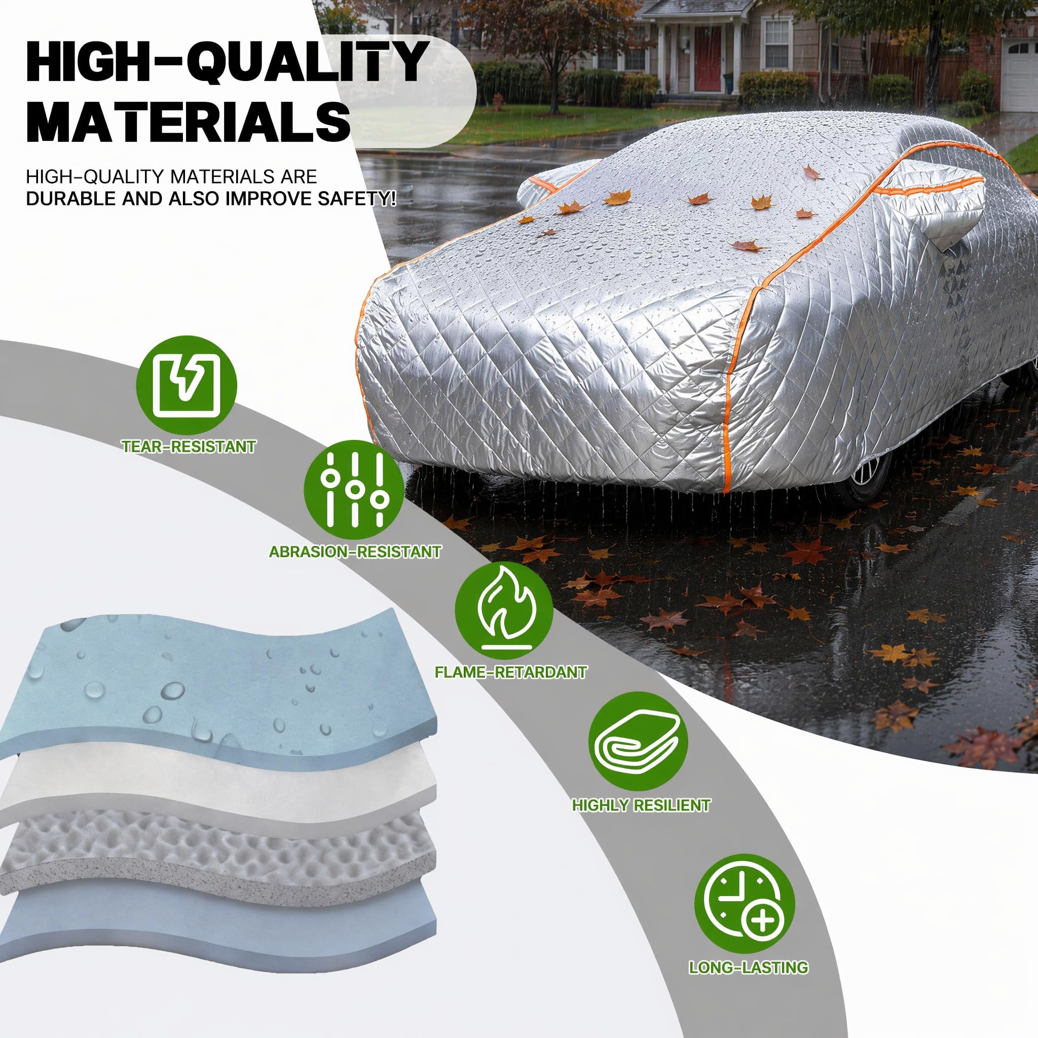 Telo Copriauto Antigrandine per Citroën C3 (2002-2024), Impermeabile Imbottito 6 Strati zw