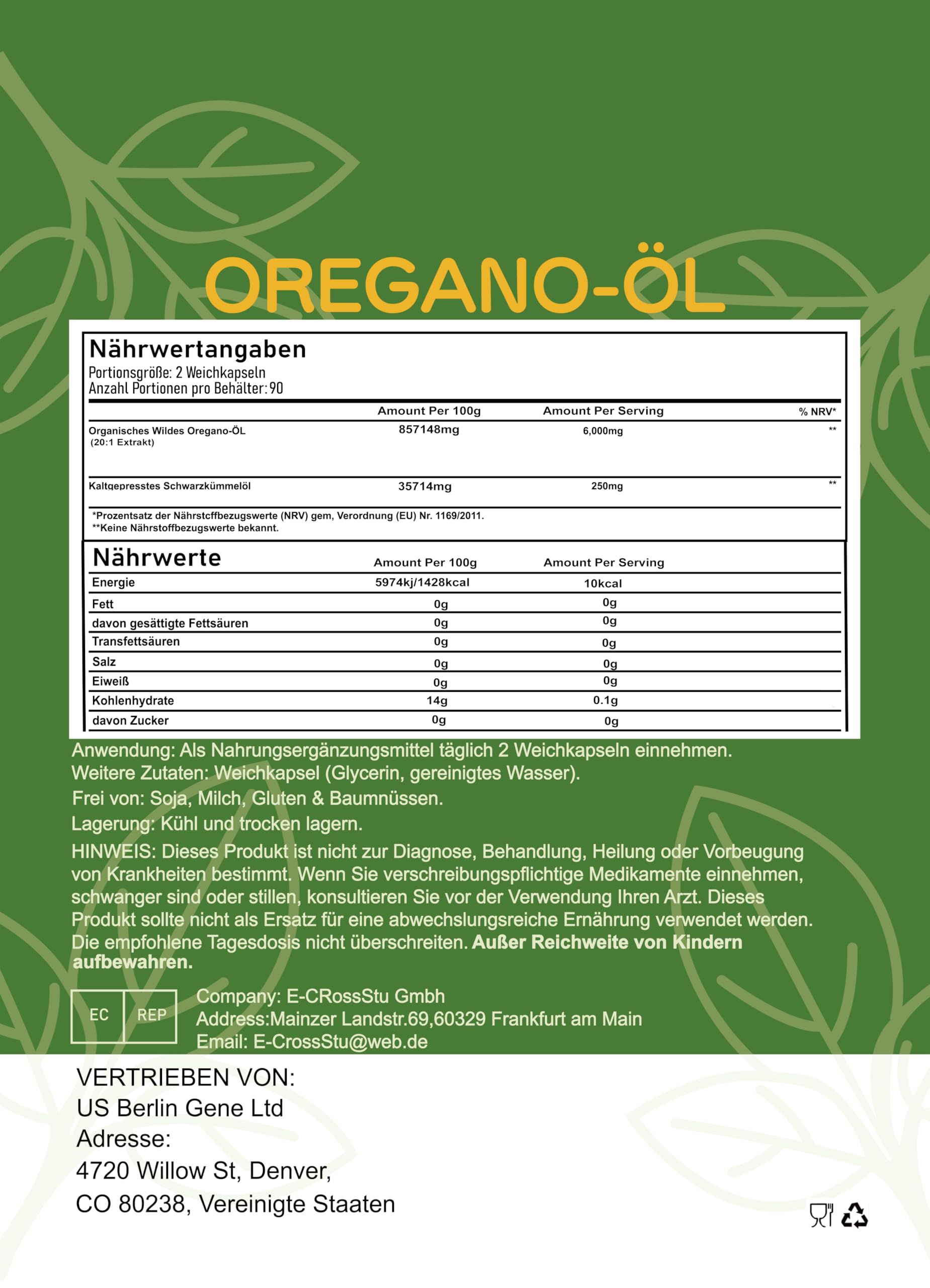 Oregano Öl Kapseln 6000 mg, 180 Softgels – 2-in-1 Oreganoöl mit Schwarzkümmelöl