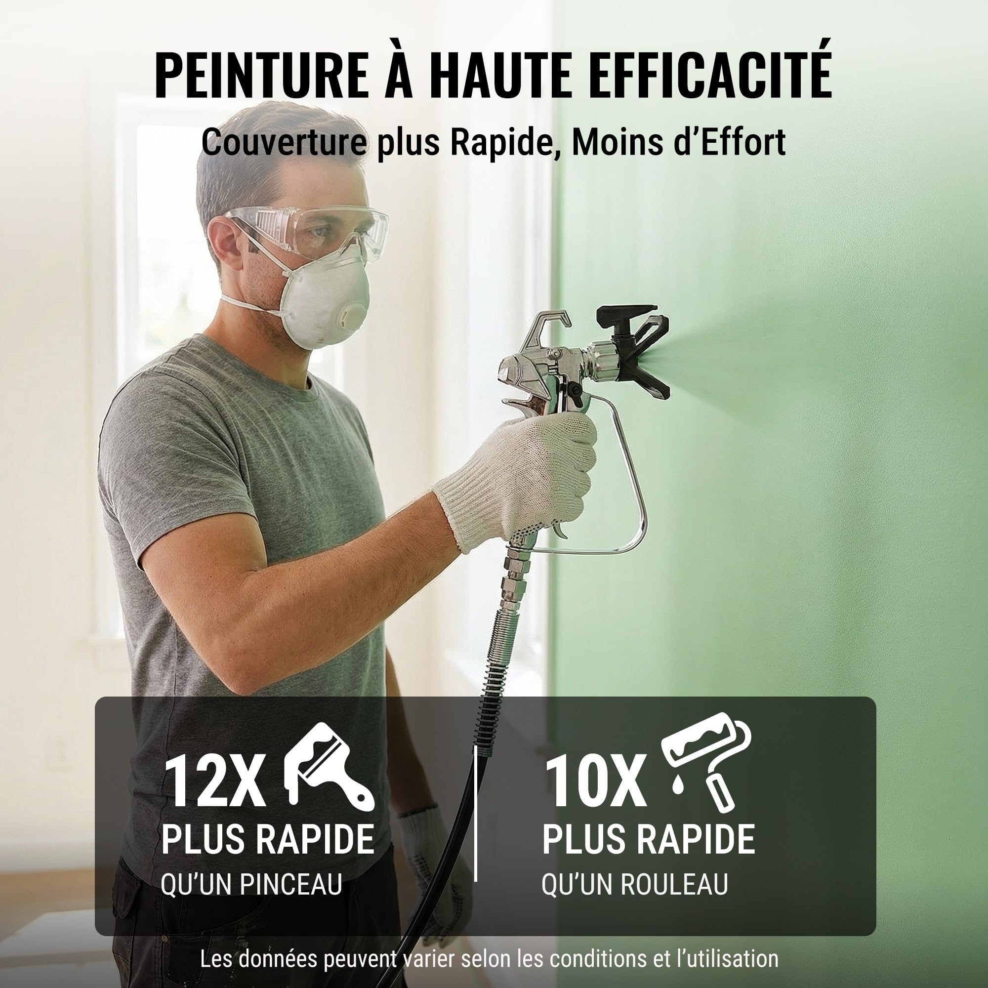 WORKPRO Pulvérisateur de Peinture Airless 700 W | 2900 PSI/200 Bar Haute Efficacité sans Dilution avec Rallonge, Pistolet à Peinture Électrique pour Intérieur et Extérieur