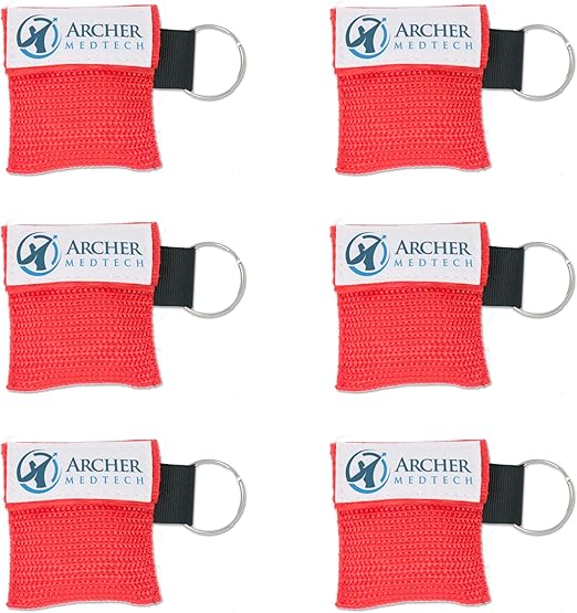 CPR Mask for Pocket or Key Chain - CPR Emergency Face Shield with One-Way Valve Breathing Barrier for First Aid or AED Training, Archer MedTech (6)
