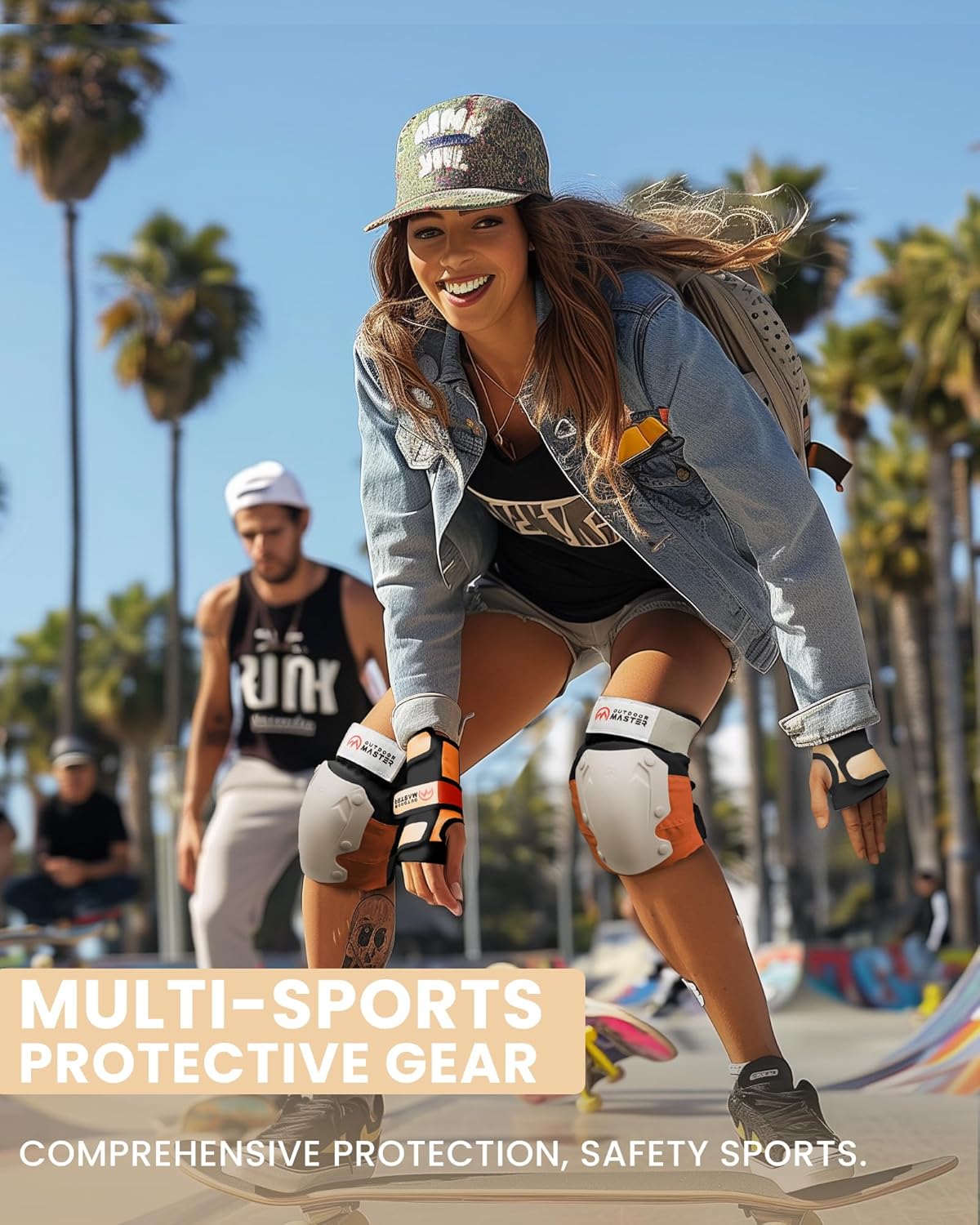 OutdoorMaster Knee Pads for Skating Knee and Elbow Pads for Adult &Youth - Skateboard Protective Gear with Wrist Guards 3 in 1 Saver Series for Skate