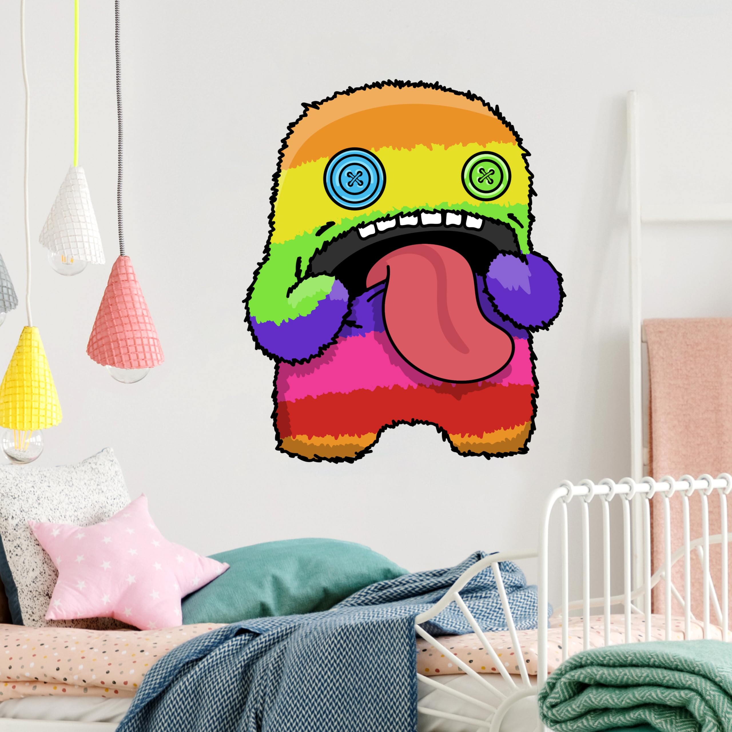 Themed Black Fuggler Wall Sticker - Oogah Boogah Rainbow Decal Wall Art (60Cm Height X 50Cm Width)