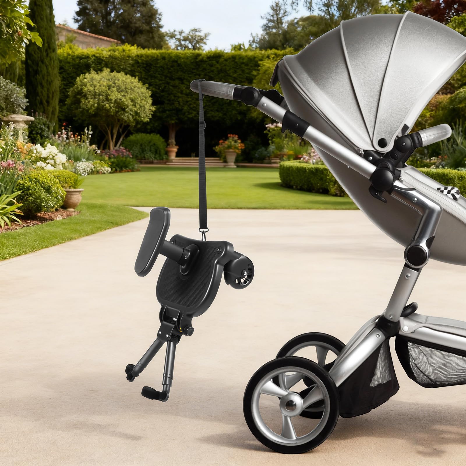 Kiddy Board con sedile, pedana universale per tutti i passeggini, per bambini da 3 a 7 anni, carico massimo 25 kg, facile montaggio, accessorio per passeggino