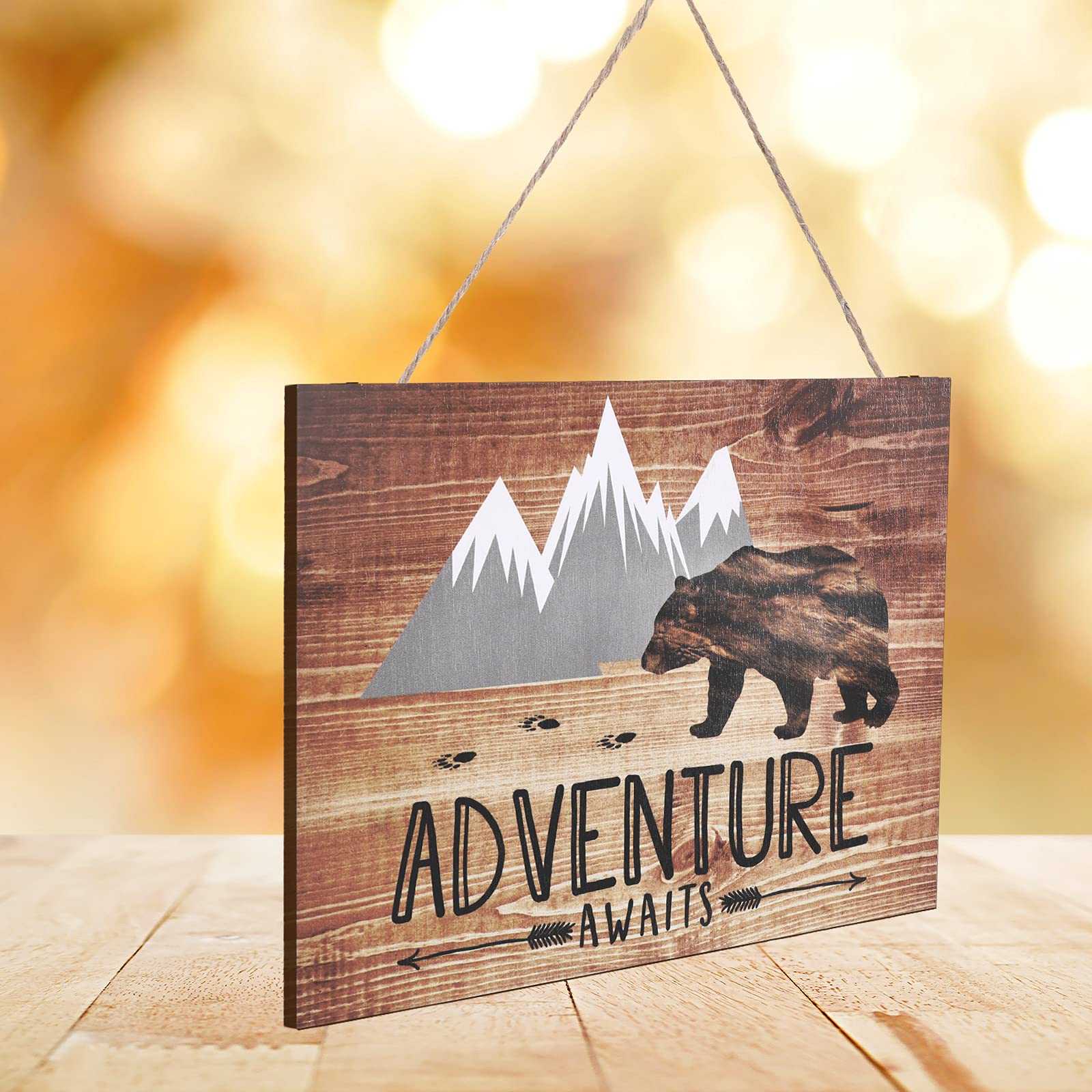 Amazon.com: Jetec Adventure Awaits Sign Wooden Vintage Bear