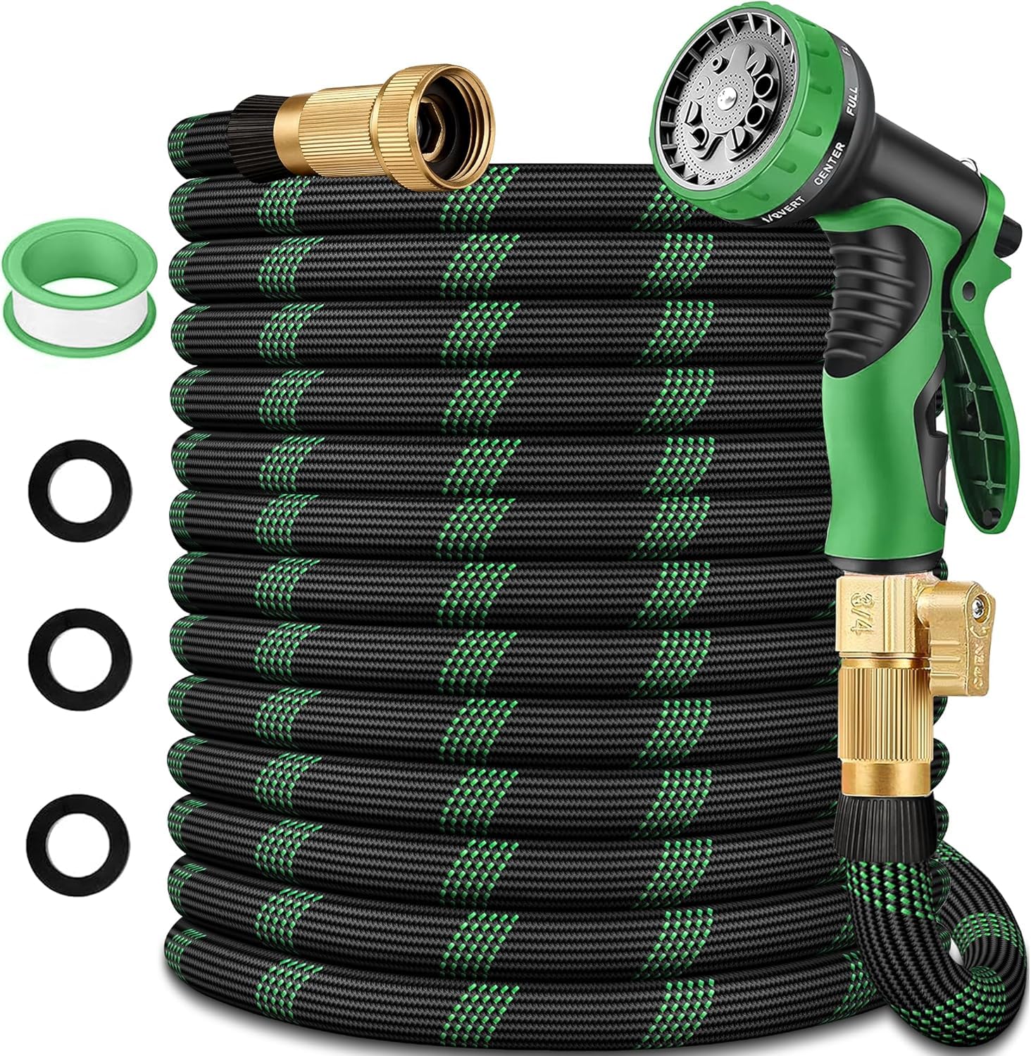Photo 1 of 150 ft Garden Hose, Flexible Ultra Lightweight Durable Garden Hose, Kink-Free Water Hose with 10 Function Sprayer - Non-Shrinking Garden Hoses, Easy to Store,All-Weather, Car Washing Pipe Garden Hoses