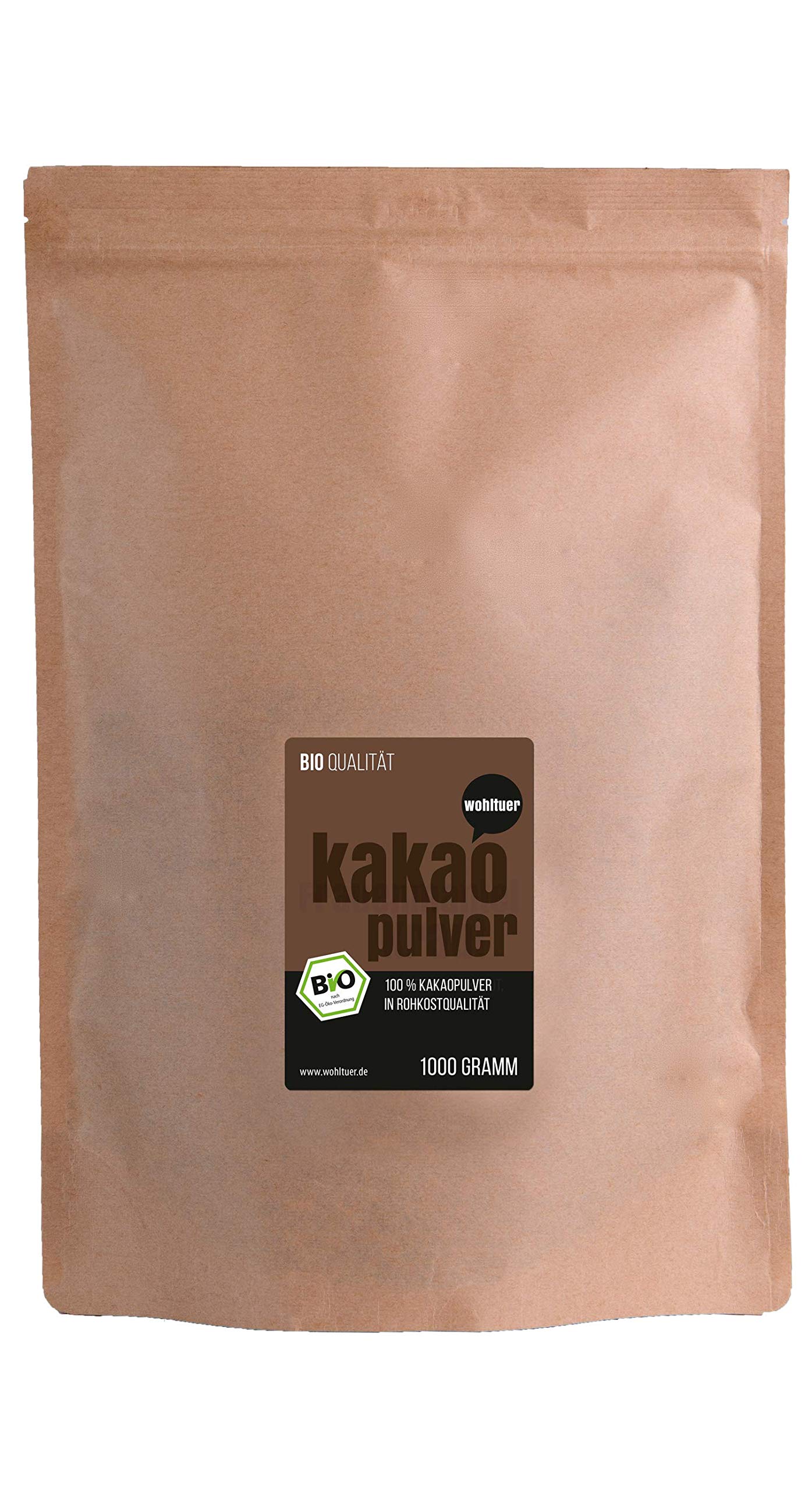 Roh Kakaopulver Rohqualität Bio + Von Wohltuer + Nicht geröstet + Kalt verarbeitet + Aus Kleinbauernkooperative (1000g)