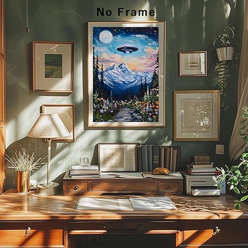 Miniatura 6 de Arte de pared retro de los años 70, arte retro de extraterrestre, póster de arte extraterrestre vintage, impresión de paisaje retro de