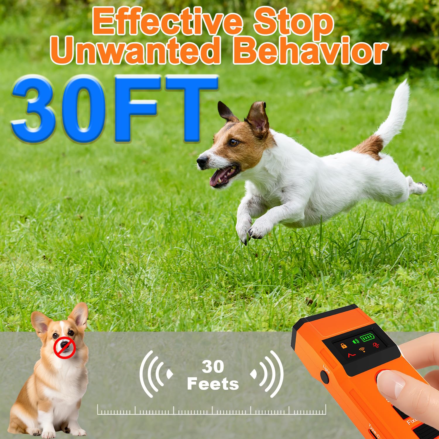 2026 Anti-Bell-Gerät für Hunde, 3 x Ultraschall-Anti-Bellen, 30 Feet Long Handheld Device for Dog Barking Stop， Dog Training Devices, Behavior Aids, Outdoor, Home