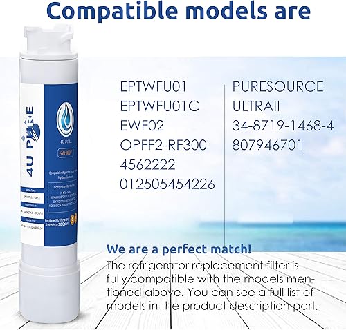 Miniatura 2 de Filtro de agua EPTWFU01, reemplazo para Frigidaire EPTWFU01, Pure Source Ultra 2, EWF02, 012505454226 Filtro de agua para refrigerador, paquete de 2