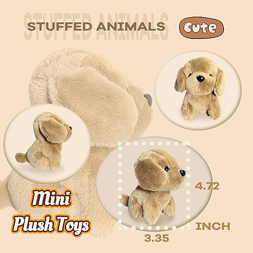 Miniatura 3 de Animales de peluche de perro marrón, juguetes de peluche Kawaii para niñas y niños, mini juguetes de peluche para perros, peluches lindos, animales
