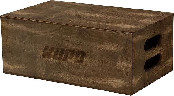 Kupo Brown Stained Apple Box, Full Size Professional Birchwood Support Box with Antique Oak, Central Bracing, Rounded Edges for Film, Studio, and Photography Sets, 20 x 12 x 8 (KG057611)