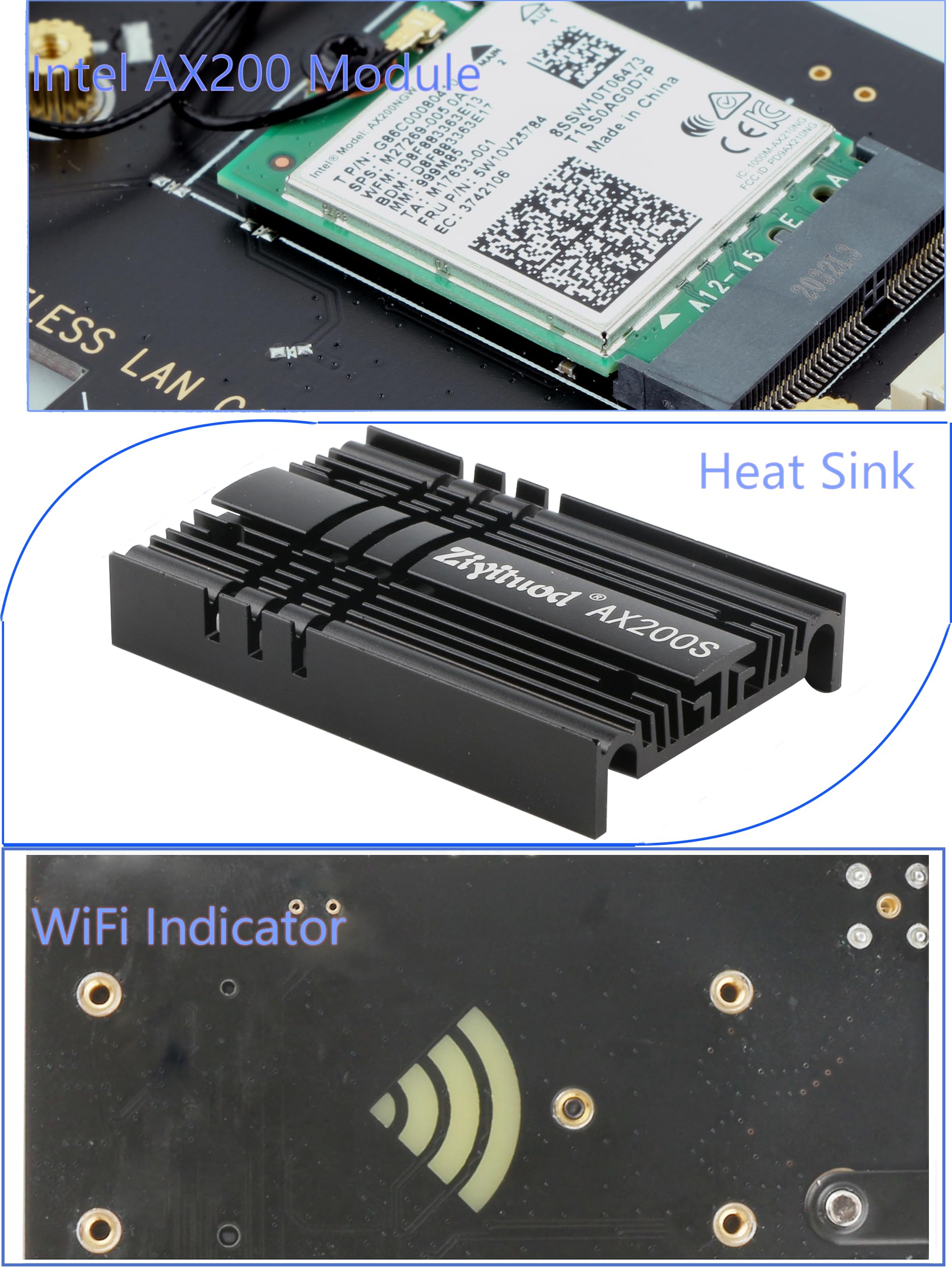 Scheda WiFi 6 PCIe AX 3000Mbps WiFi 6 AX200, Bluetooth 5.2, Scheda WiFi 6 Bluetooth PCIe 5G/2.4G per PC Windows 11/10(64Bit)