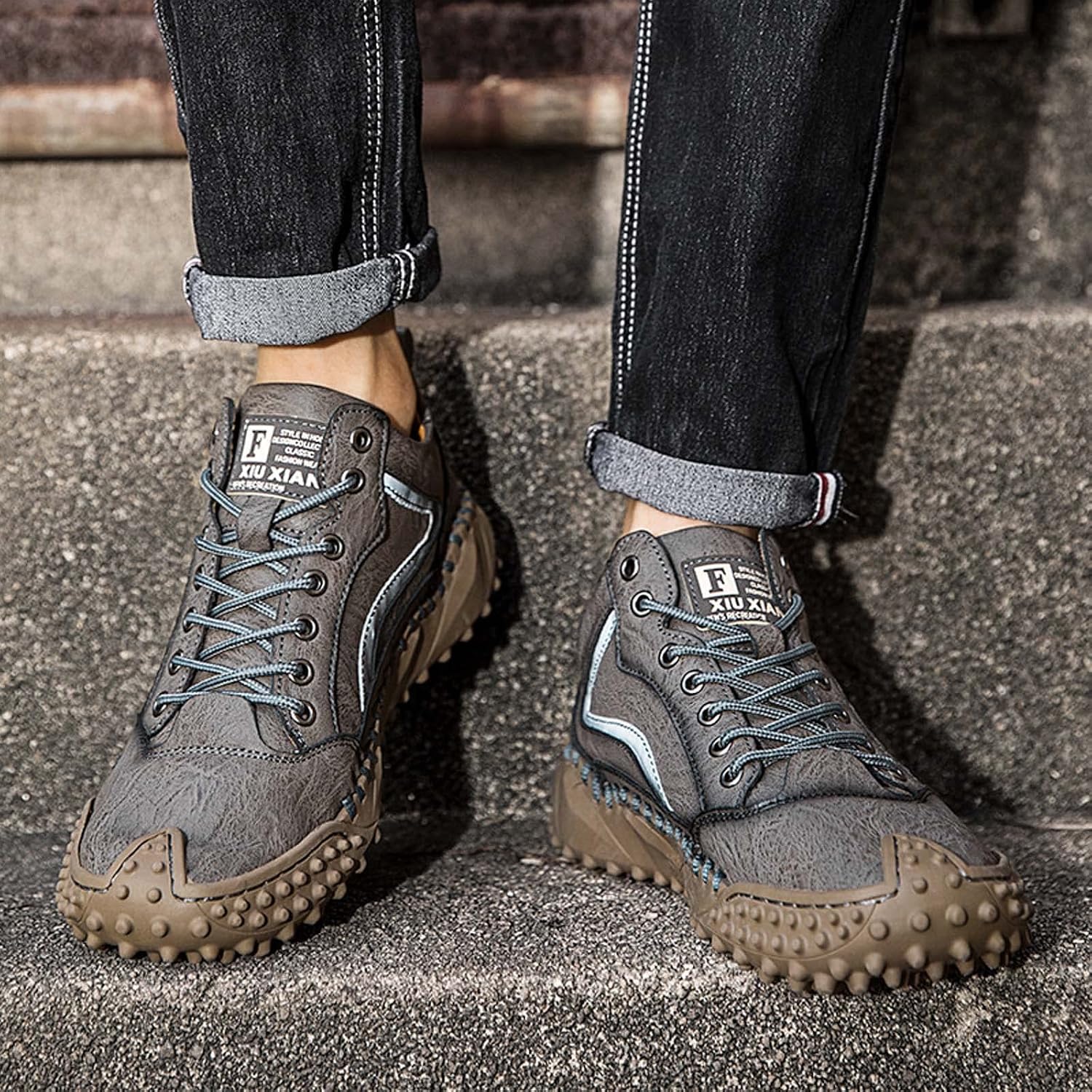 Mens Hiking Shoes, Mens Leather Boots, Slip-Ons Lightweight Comfortable Casual Chukka Boots Mens Fashion Sport Business