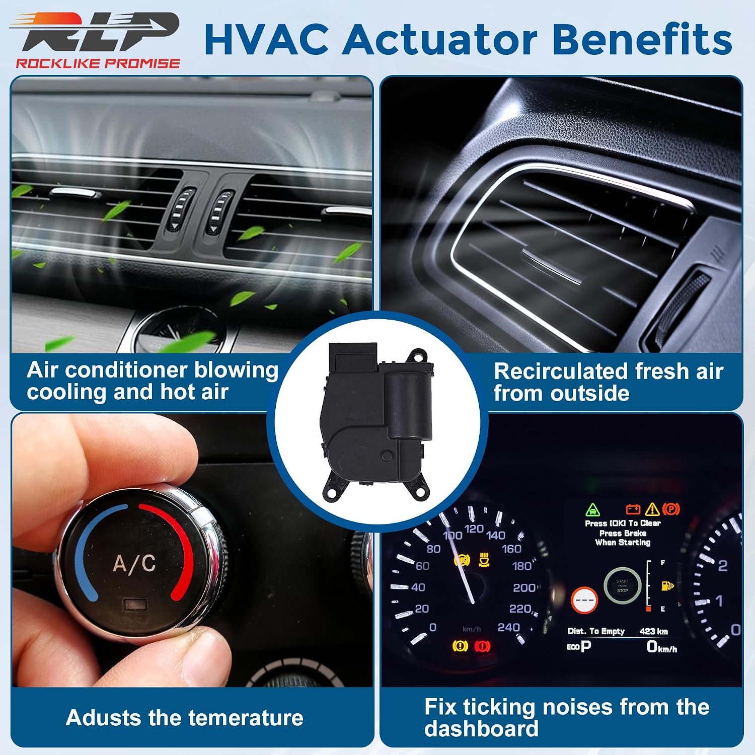 604-054 Blend Door Actuator HVAC Actuator Compatible with Chrysler 2017-2023 Pacifica 2020-2023 Voyager Grand Caravan Dodge 2013-2016 Dart Main Air Inlet Recirculation Replaces 68164960AA