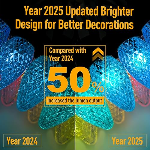 Miniatura 7 de Probro Luces LED inteligentes C9 de Navidad para exteriores, 118 pies, 150 LED, control de aplicación, 105 modos preestablecidos, sincronización de