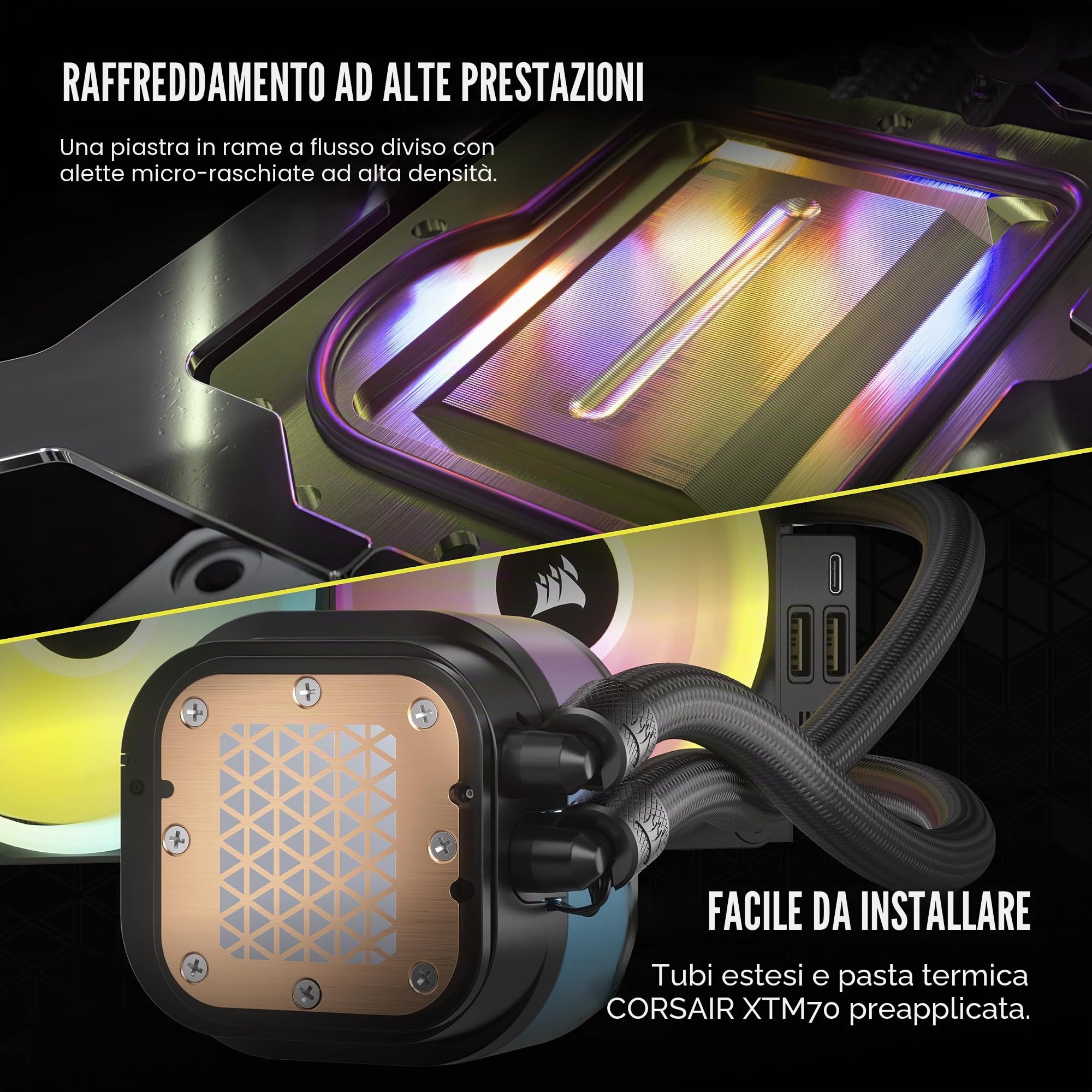 CORSAIR iCUE LINK H150i Raffreddatore CPU LCD a Liquido - 360 mm AIO - Ventole QX120 RGB - Schermo LCD IPS da 2,1" - Adatto a Intel LGA 1700, AMD AM5 - Hub di Sistema iCUE LINK Incluso - Nero