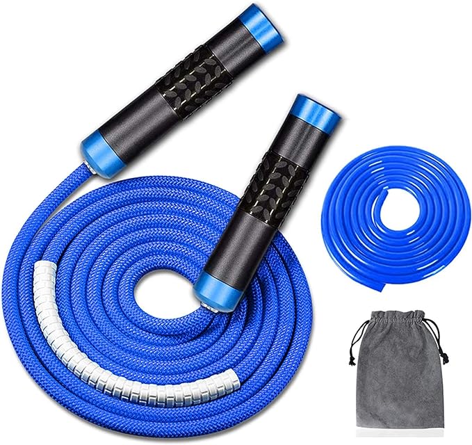 Redify gewichtetes Springseil (0,5 kg) mit verwicklungsfreiem Kugellager für schnelles Training, verstellbar, Aluminium-Griff, 9 mm Baumwollstoff, massives PVC, ideal für Fitness, Boxen & Abnehmen