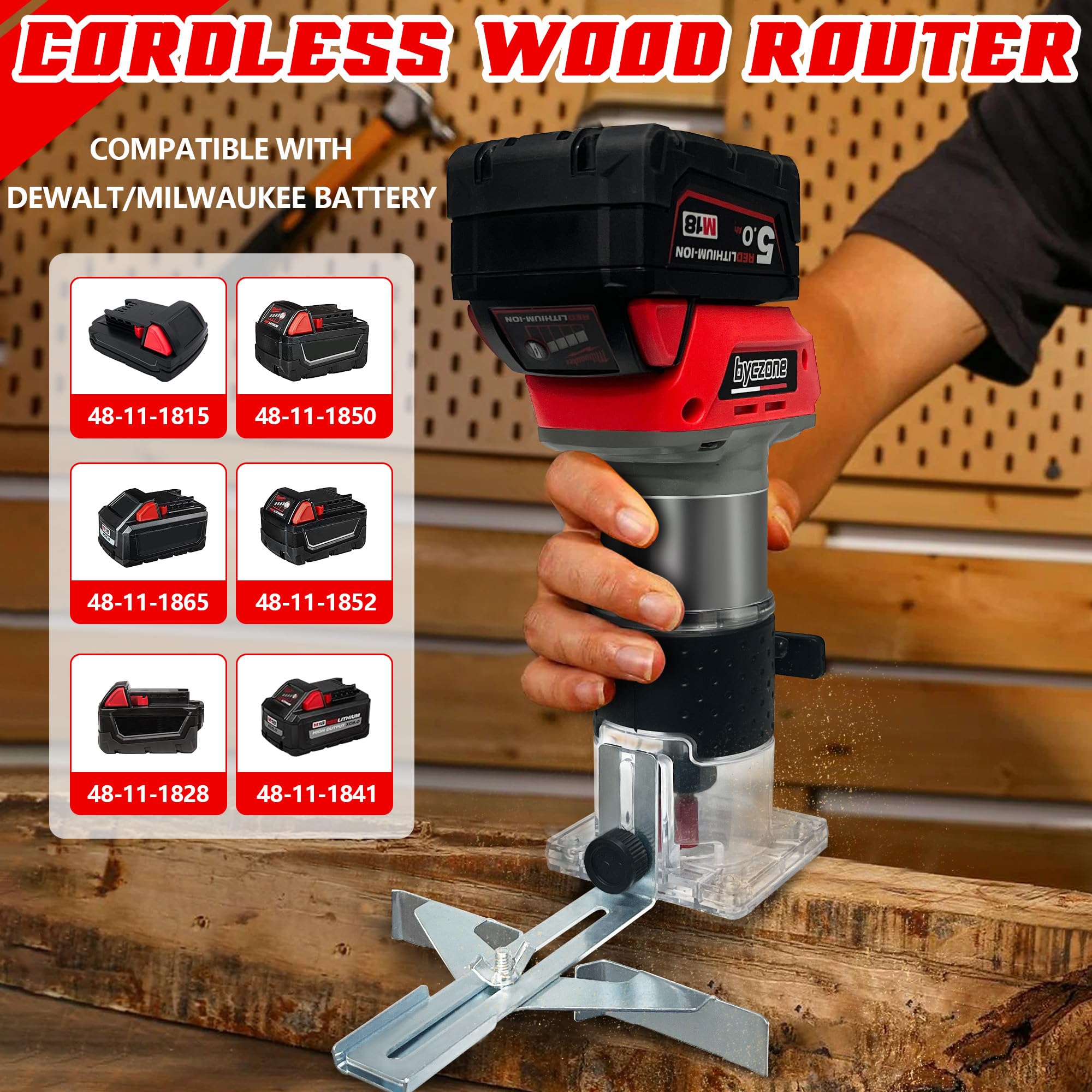 Cordless Wood Router Cordless Router For Milwaukee M18 Batteries - 6 ...