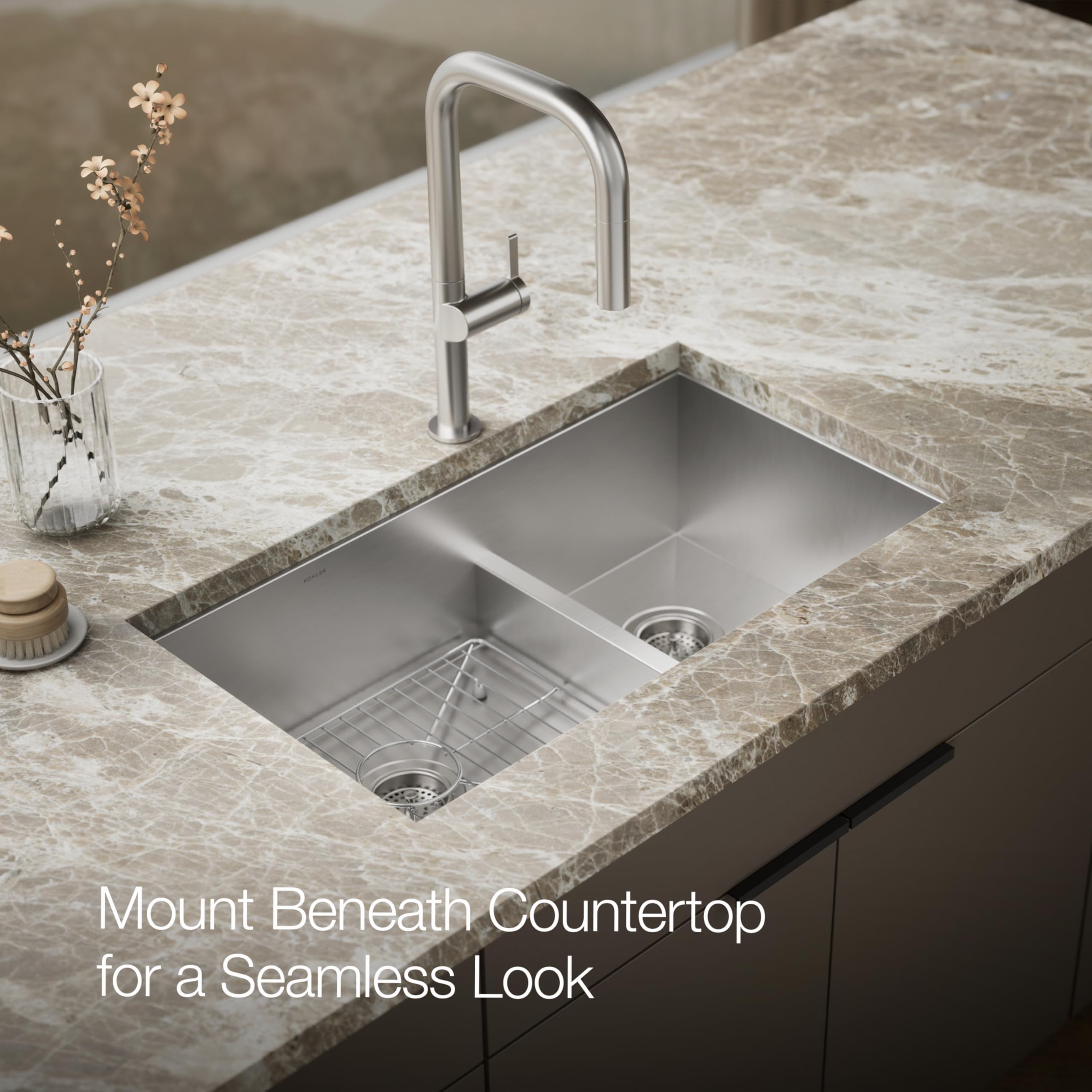 Amazon.co.jp: KOHLER Vault 33インチ ダブルボウル オフセット 18