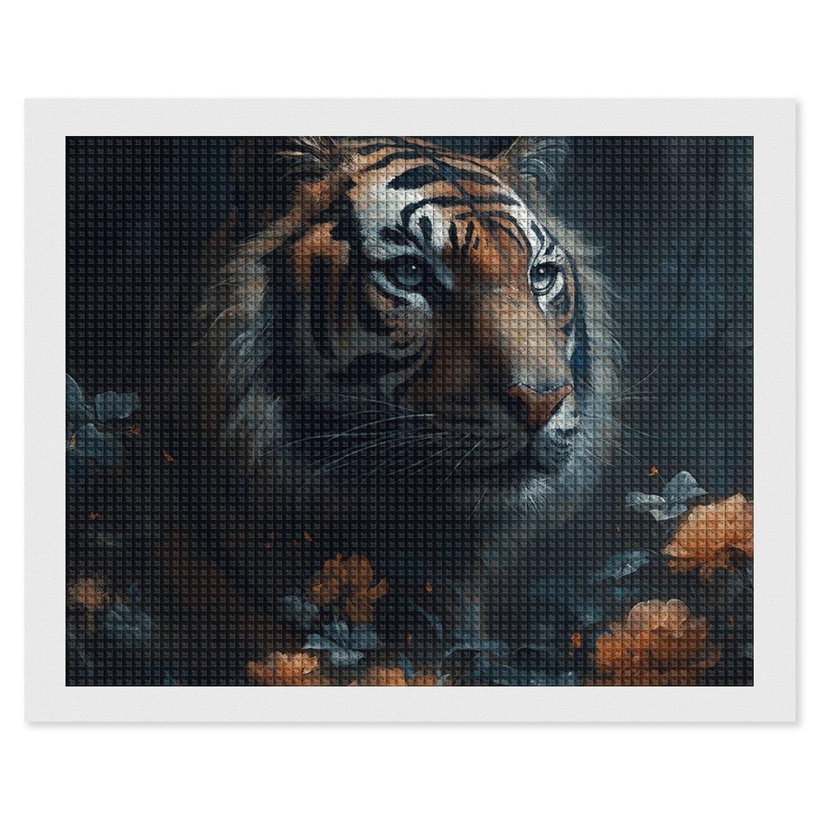NONHAI Diamond Painting Kits for Adults - DIY Diamond Art Kits for Beginners - Full 5D Paint Drill Diamond Dots Paintings- Flower Tiger Diamonds Pictures Gem Art and Craft Wall Decor 16"x20"