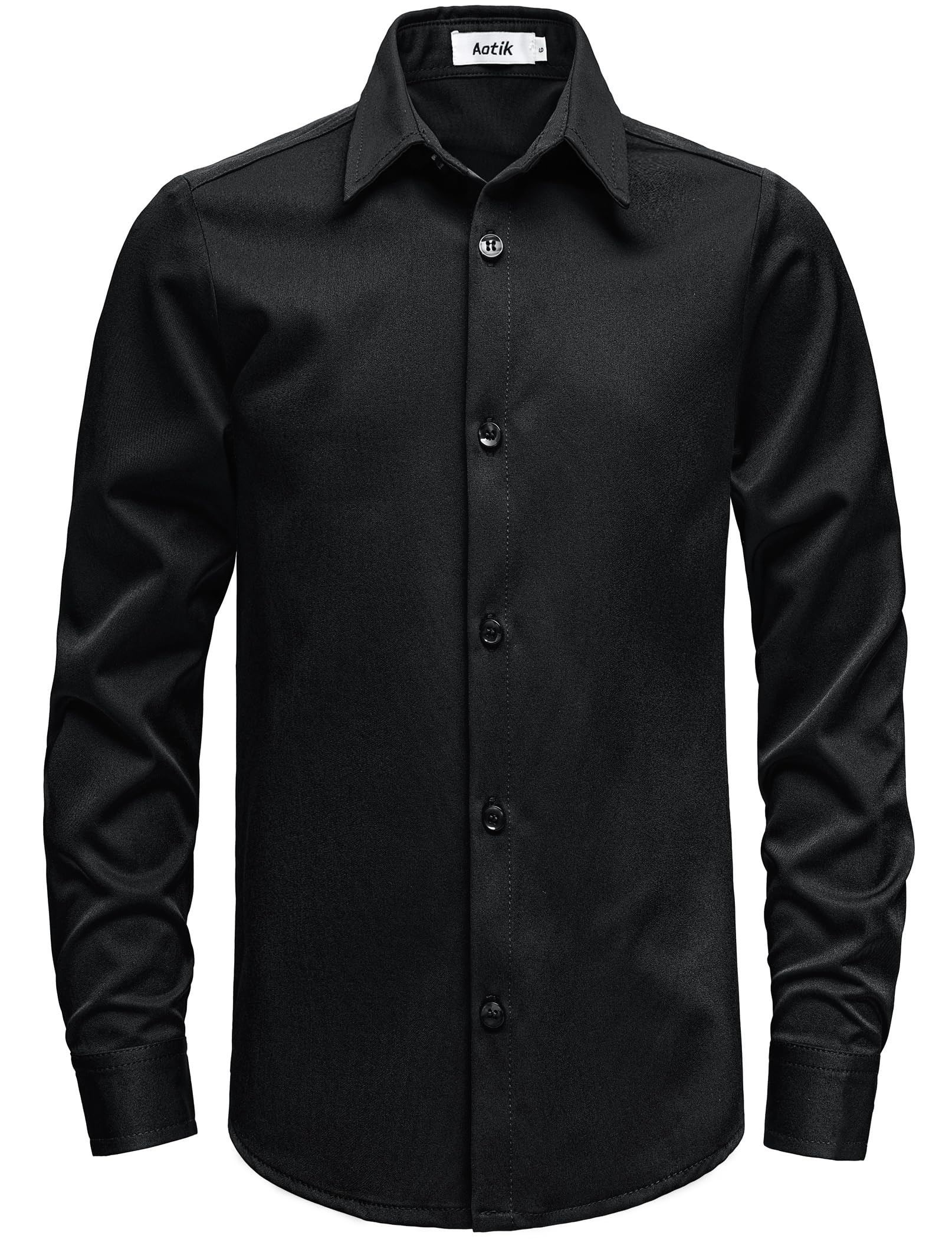 AOTIK Boys Stretch Wrinkle Free Dress Shirts Button Down Shirt Long Sleeve Formal School Uniform Shirts