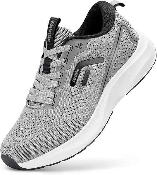 FitVille Wide Sneakers for Men Walking Shoes Wide Width Cushion Road Running Shoe Orthopedic Tennis Shoes Arch Support for Plantar Fasciitis Relief